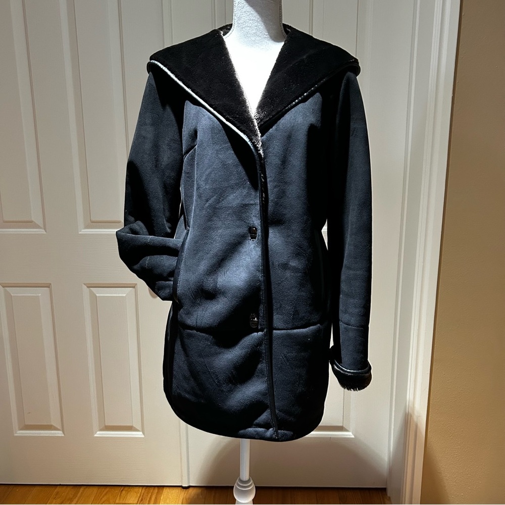 Jones of New York Faux Shearling Black Women's Coat Size M